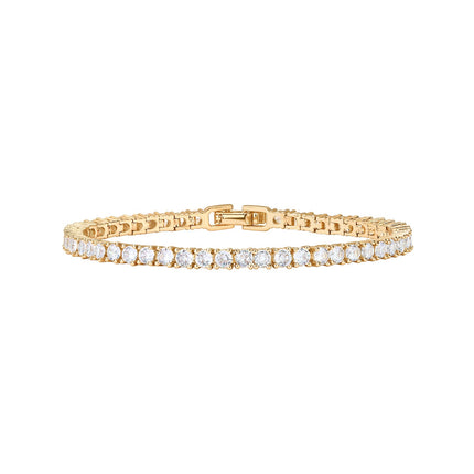 14K Gold Plated 3mm PAVOI Cubic Zirconia Classic Tennis Bracelet | Gold Bracelets for Women | Size 6.5-7.5 Inch