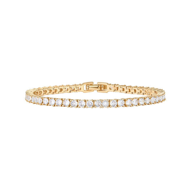 14K Gold Plated 3mm PAVOI Cubic Zirconia Classic Tennis Bracelet | Gold Bracelets for Women | Size 6.5-7.5 Inch