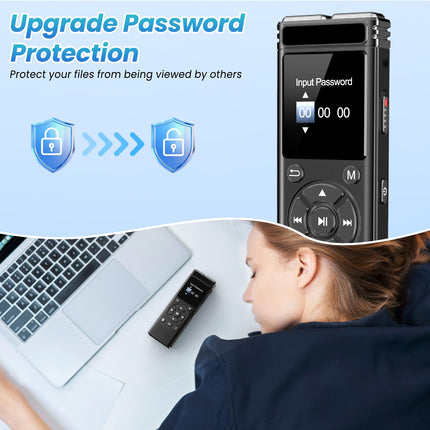 Digital Voice Recorder with Playback,9000 Hours Audio Recording ,Voice Activated Recorder with Noise Reduction,A-B Repeat,Mp3 Player