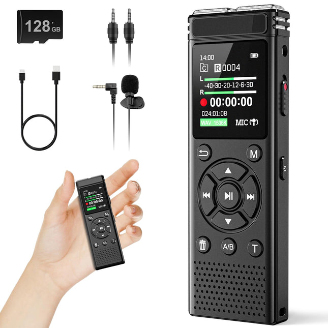 Digital Voice Recorder with Playback,9000 Hours Audio Recording ,Voice Activated Recorder with Noise Reduction,A-B Repeat,Mp3 Player