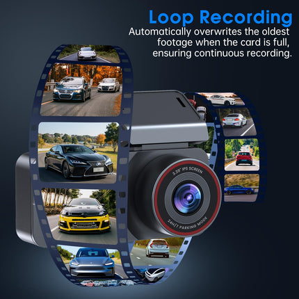 Dash Cam Front and Rear, 2.5K /1080P QHD Dual Dash Camera for Cars, Super Night Vision Dashcam, Loop Recording, 3.39” IPS, 64GB Card Included, 160° Wide Angle, Parking Mode