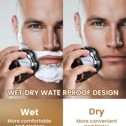 Head Shavers for Men, 2025 Upgraded 6D Flexible Head Shavers for Bald Men, IPX8 Waterproof, Wet/Dry Electric Shaver, Rotary Shaver with LED Display, USB-C Bald Razor with Travel Lock, Black&Grey