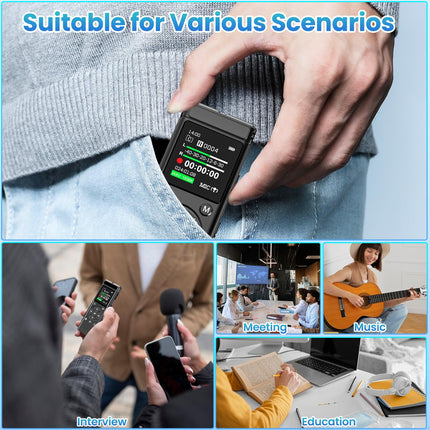 Digital Voice Recorder with Playback,9000 Hours Audio Recording ,Voice Activated Recorder with Noise Reduction,A-B Repeat,Mp3 Player