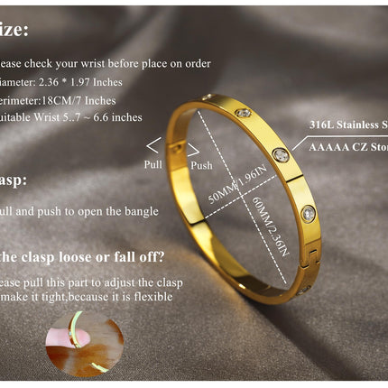Bangle Bracelet Set A D. 18 K Gold Plated Love  Stackable Cubic Zirconia Chain Bracelet Stainless Steel Chain Gold Bangle Bracelets for Women (3 Sets(Tennis,Bangle))