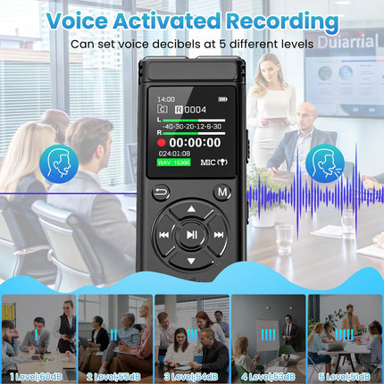 Digital Voice Recorder with Playback,9000 Hours Audio Recording ,Voice Activated Recorder with Noise Reduction,A-B Repeat,Mp3 Player