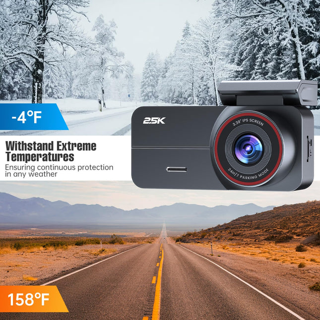 Dash Cam Front and Rear, 2.5K /1080P QHD Dual Dash Camera for Cars, Super Night Vision Dashcam, Loop Recording, 3.39” IPS, 64GB Card Included, 160° Wide Angle, Parking Mode