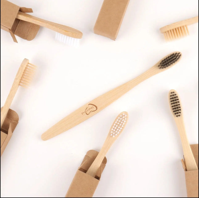 Bamboo Toothbrushes Medium Bristles 12 Pack - BPA Free Medium Bristles- Eco-Friendly, Natural Wooden