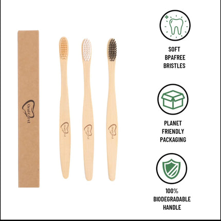 Bamboo Toothbrushes Medium Bristles 12 Pack - BPA Free Medium Bristles- Eco-Friendly, Natural Wooden