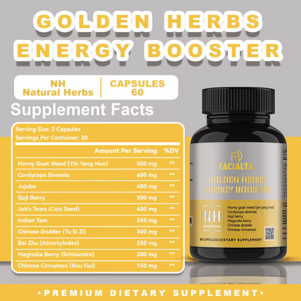 Golden herbs energy booster A Power blend for dietary supplement 60 capsule